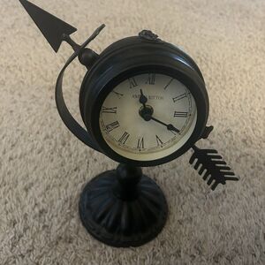 Ashton Sutton H986 Metal Table Clock  Arrow Double Sided Black- Classic Decor